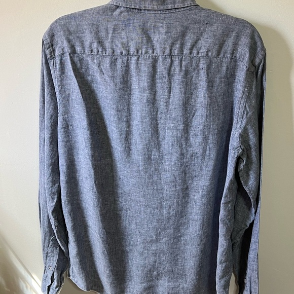 Untuckit SlimFit Blue Linen Shirt Sz Large - Picture 5 of 11